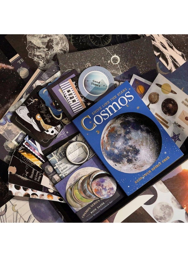 سيوسي Retro Scrapbooking Kit, Mystery Space-Themed Craft Supplies, DIY Planner Decorations, Bullet Journaling Materials, Collage Art Set with Stickers, Washi Tapes & Ephemera (154-Piece) - Image 3